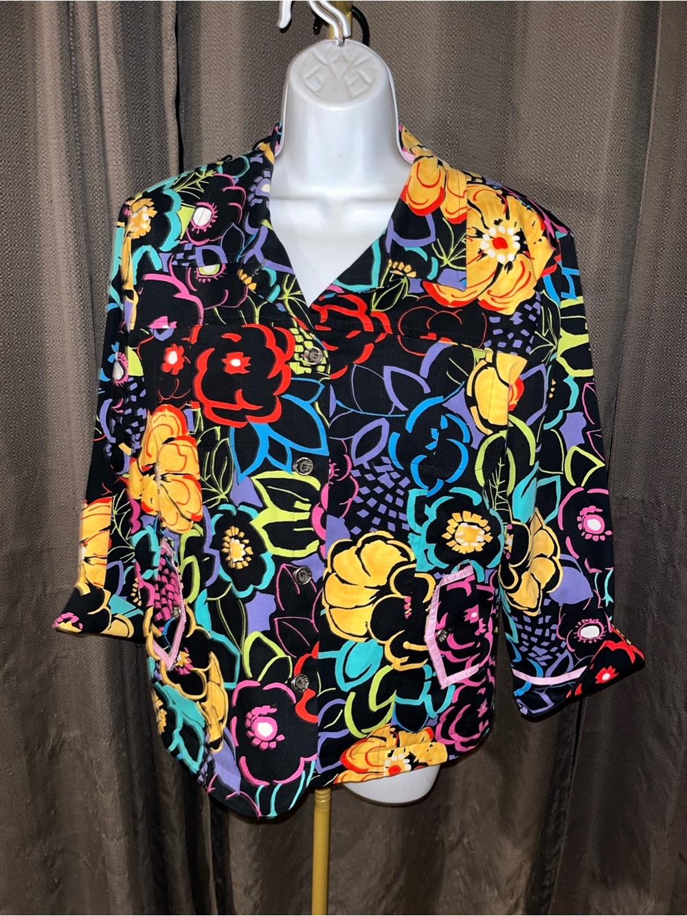 Women's ELCC Black Multicolor Floral Jacket, size large